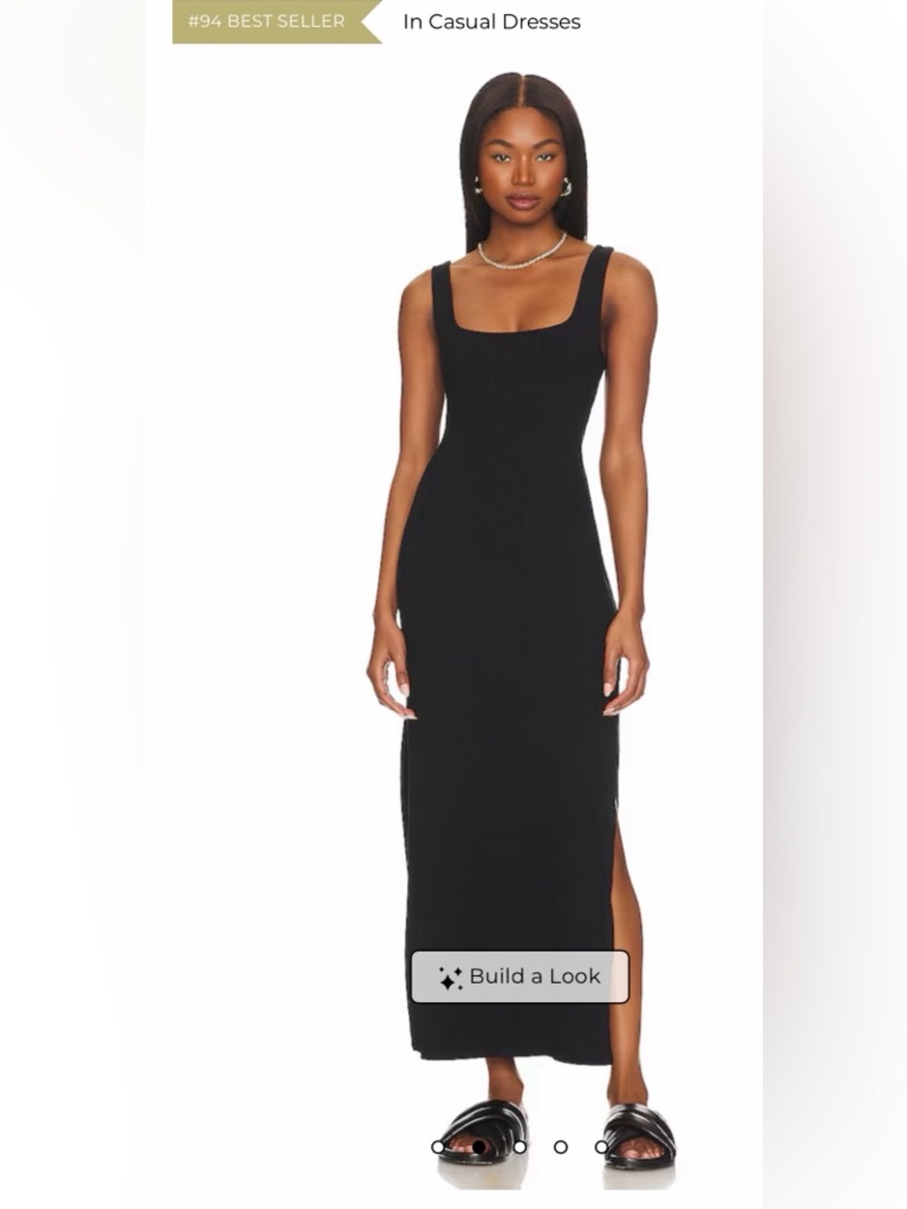 LSpace Mara Black Square-Neck Ribbed Maxi Dress